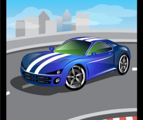 Cartoon sports car design vectors set 09