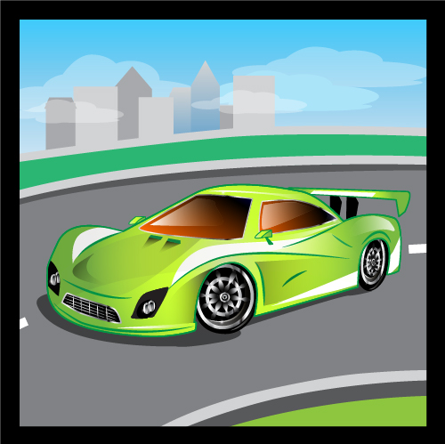 Cartoon sports car design vectors set 12