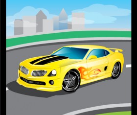 Cartoon sports car design vectors set 13