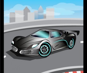 Cartoon sports car design vectors set 14