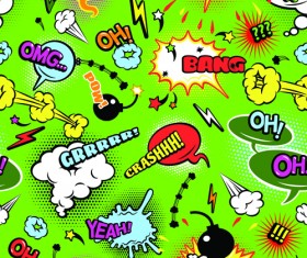 Cartoon text cloud vectors seamless pattern