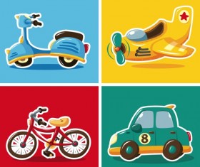 Cartoon transportation sticker vector material