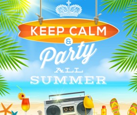 Charming summer party poster template vectors 01