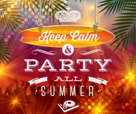 Charming summer party poster template vectors 03