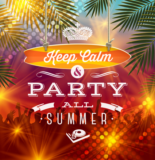 Charming summer party poster template vectors 03
