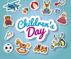 Childrens day hanging ornament stickers cute vector