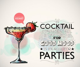 Cocktails parties hand drawing poster vector 01