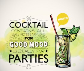 Cocktails parties hand drawing poster vector 02