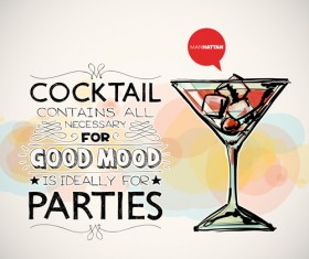 Cocktails parties hand drawing poster vector 03