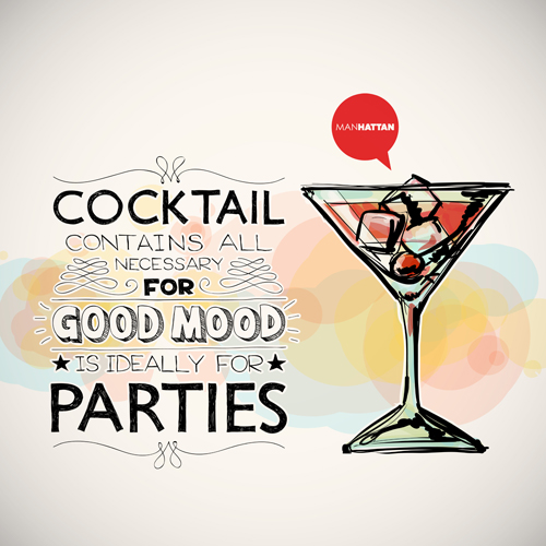 Cocktails parties hand drawing poster vector 03