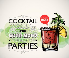 Cocktails parties hand drawing poster vector 05