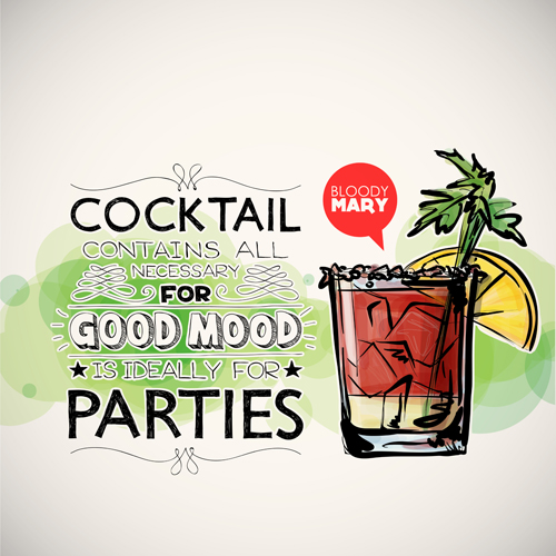 Cocktails parties hand drawing poster vector 05
