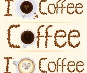 Coffee text design vector material