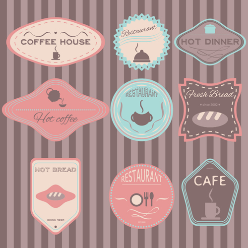 Coffee with cafe colored vintage labels 02