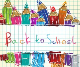 Colored pencil hand drawn school elements vector 01