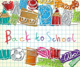 Colored pencil hand drawn school elements vector 02