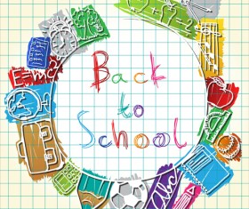 Colored pencil hand drawn school elements vector 03