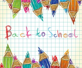 Colored pencil hand drawn school elements vector 04