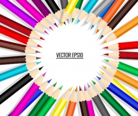 Colored pencil with paper background vector 01