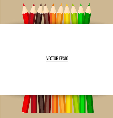 Colored pencil with paper background vector 02
