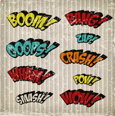 Comic styles text design vector material 01