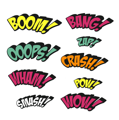 Comic styles text design vector material 02