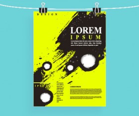 Cover brochure black with green grunge vector 01