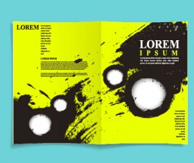 Cover brochure black with green grunge vector 02