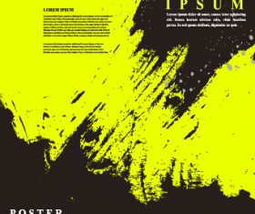 Cover brochure black with green grunge vector 03