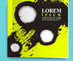 Cover brochure black with green grunge vector 04