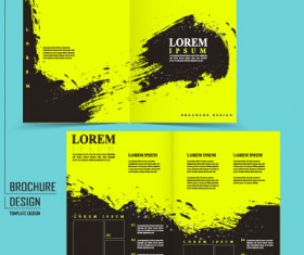 Cover brochure black with green grunge vector 05