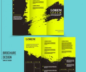 Cover brochure black with green grunge vector 06