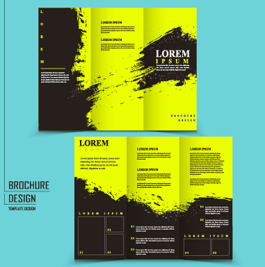Cover brochure black with green grunge vector 06