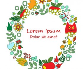 Cute cartoon wreath elements vector 01