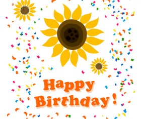 Cute flower with Happy birthday greeting cards vector 04