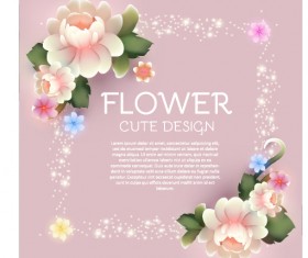 Cute flower with pink background art vector 01