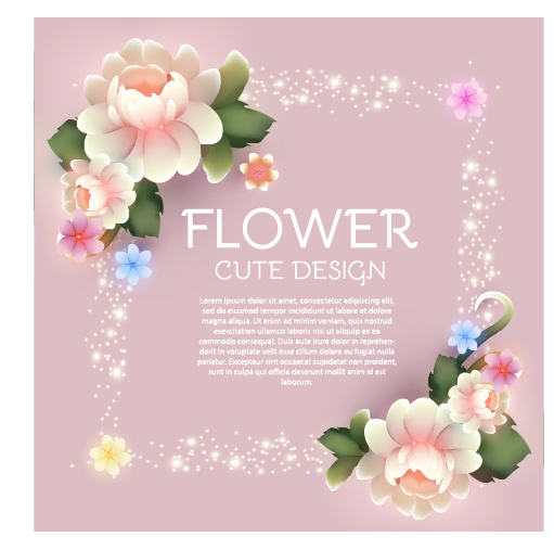 Cute flower with pink background art vector 01