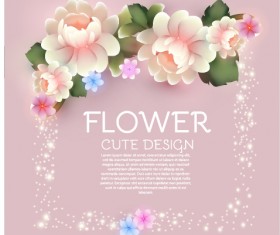 Cute flower with pink background art vector 02