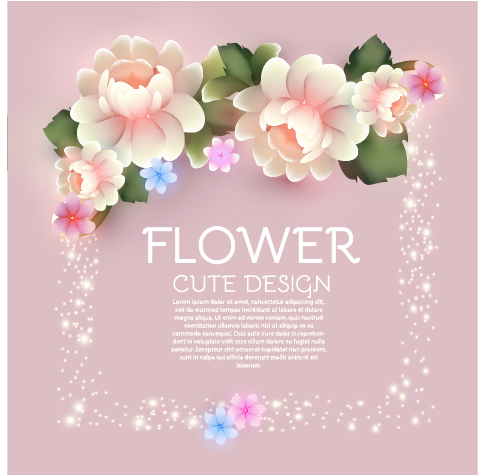Cute flower with pink background art vector 02