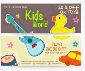 Cute kids banners vector material 02
