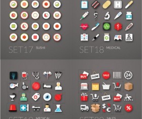 Cute life icons set