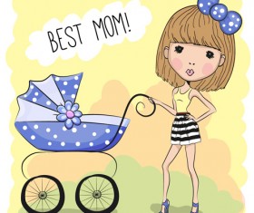 Design cute baby cards vectors set 11