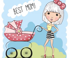 Design cute baby cards vectors set 12