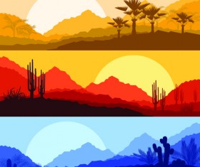 Desolate desert banners vector 01