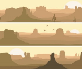 Desolate desert banners vector 02