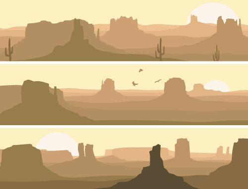 Desolate desert banners vector 02