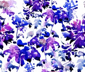 Disarray watercolor flowers vector seamless pattern 03