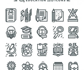 Education icons black outline vector