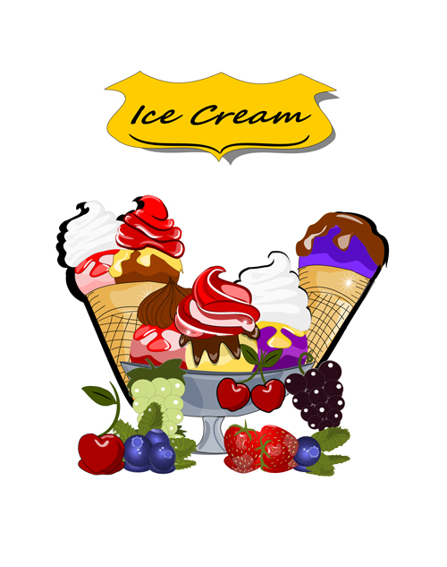 Exquisite ice cream hand drawing vector material 01
