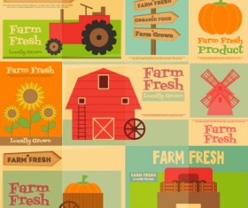 Farm fresh food flat retro background vector 01
